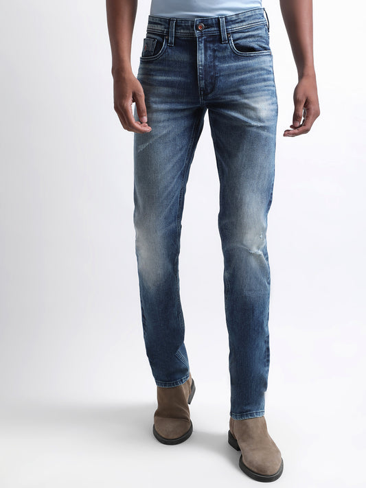 Iconic Men Mid Blue Solid Slim Fit Jeans