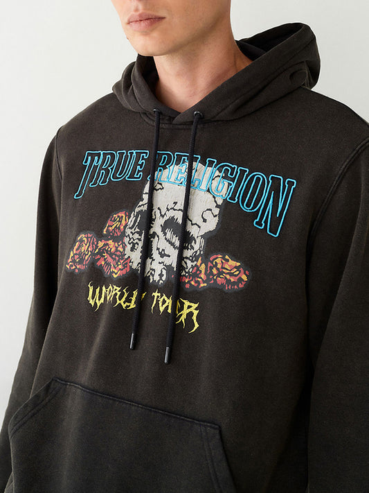 True Religion Men Printed Full Sleeves Hooded Sweatshirt