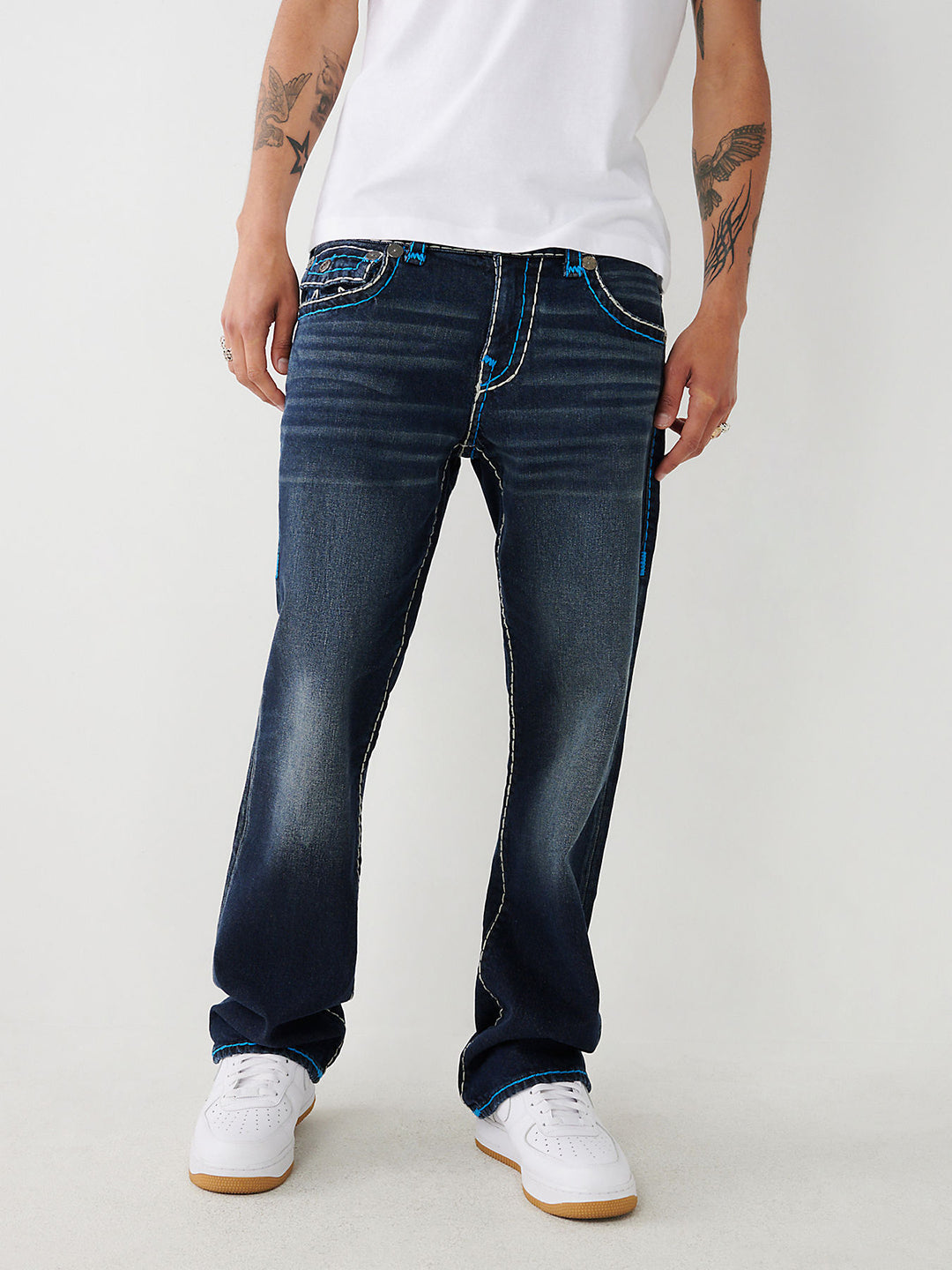 Shop True Religion Men Faded Regular Fit Jeans