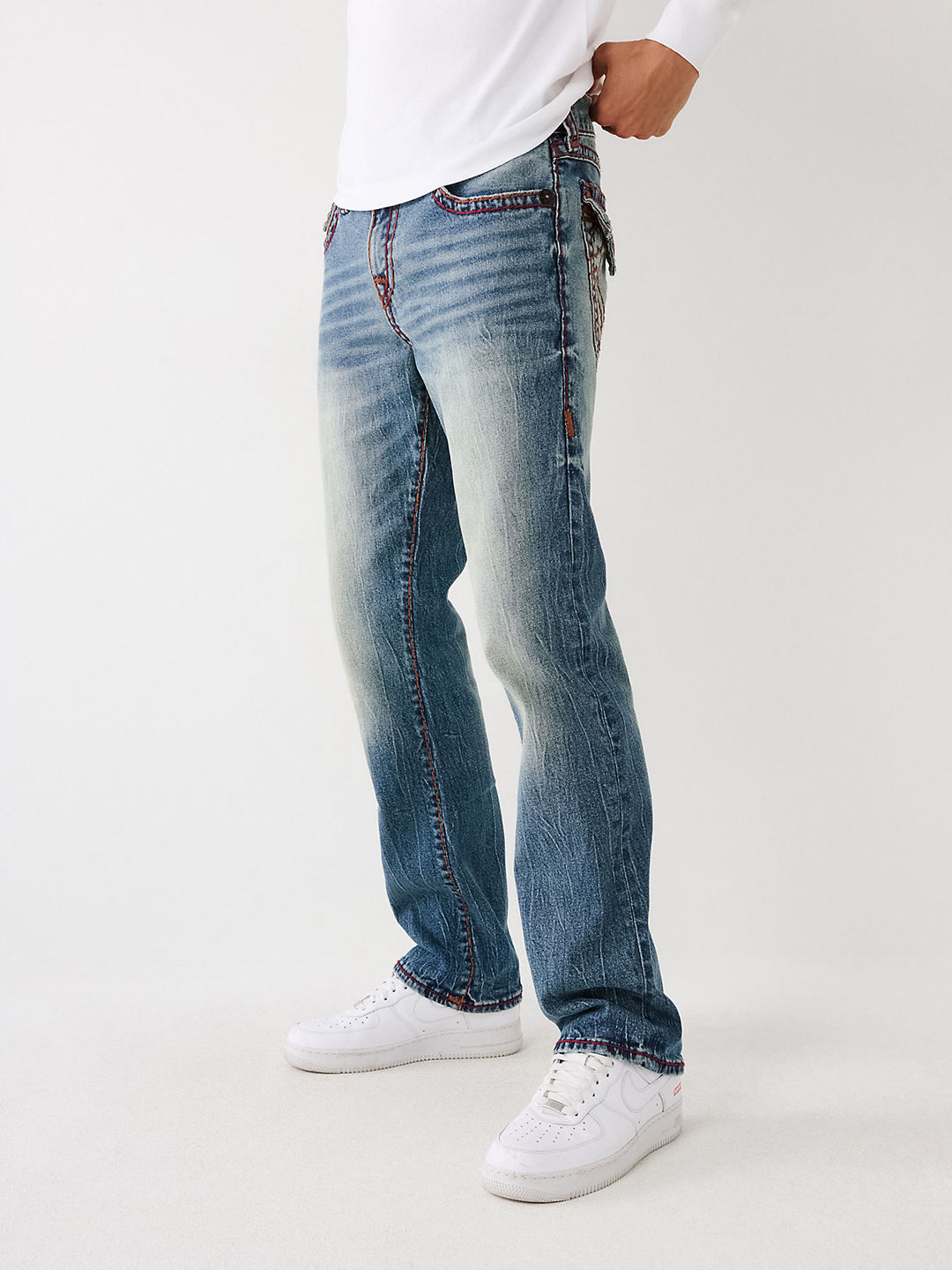 True Religion Men Faded Straight Fit Jeans