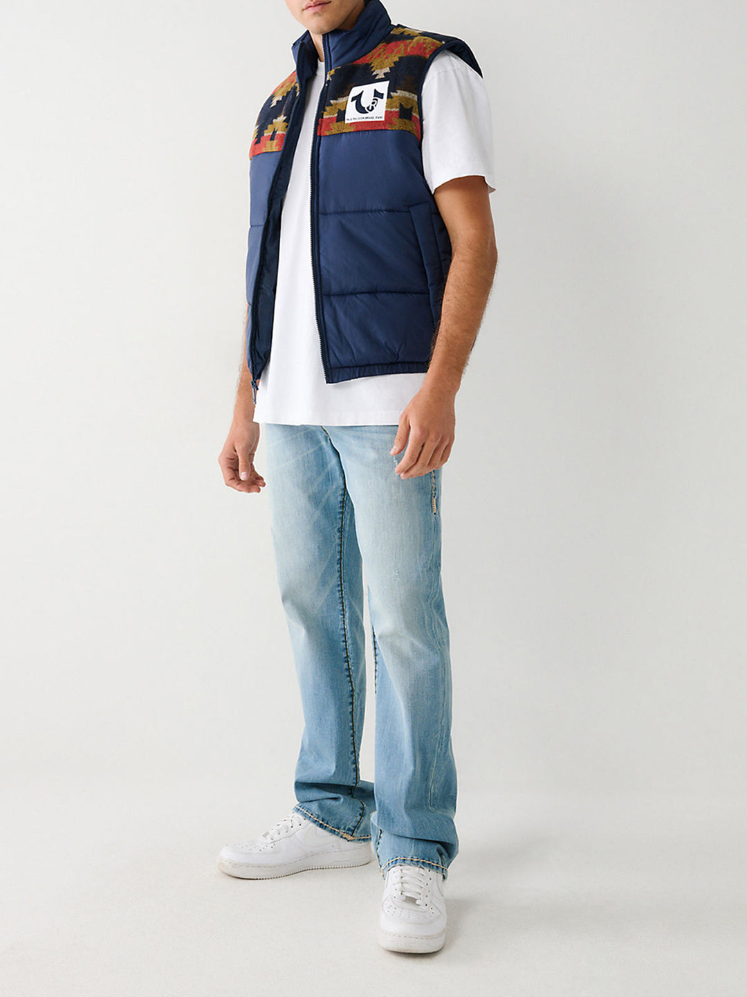 True Religion Men Printed Sleeveless Collar Jacket