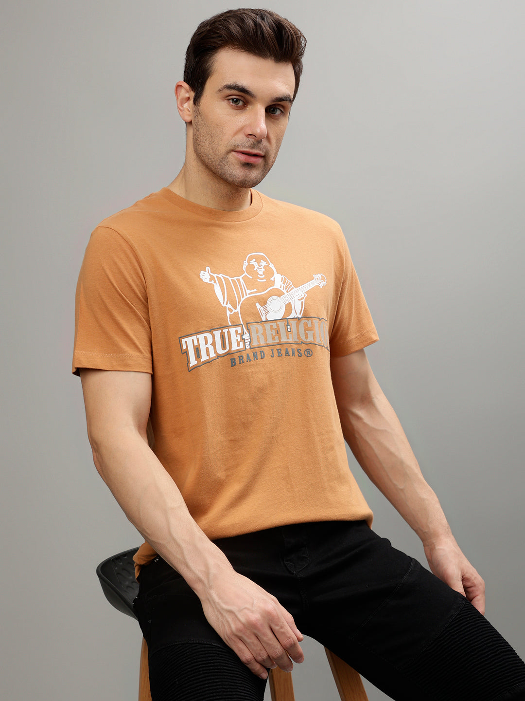 True Religion Orange Fashion Logo Regular Fit T-Shirt