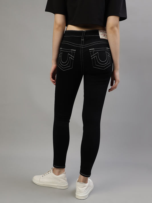 True Religion Women Black Solid Super Skinny Fit Jeans