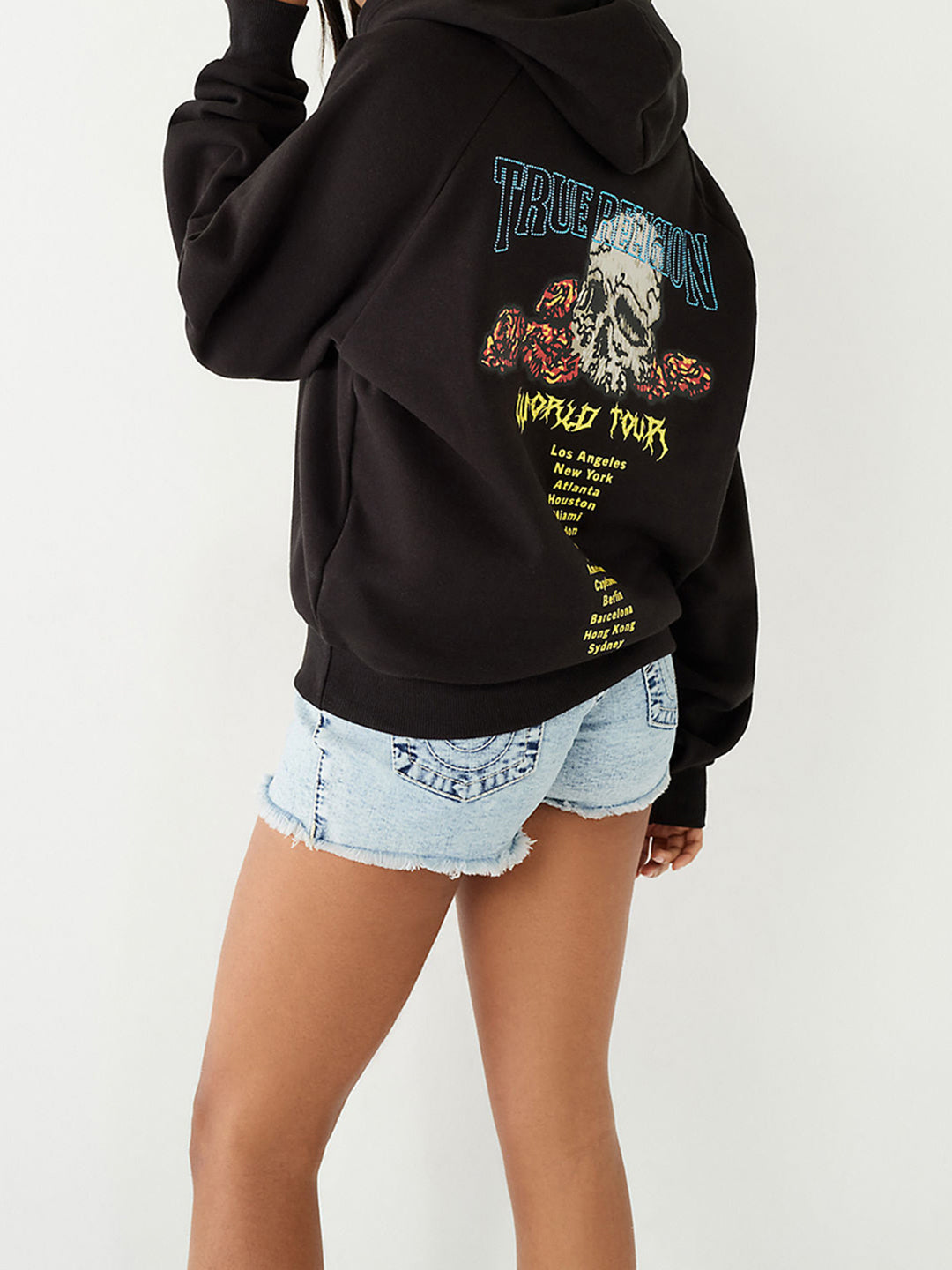 True Religion Women Printed Full Sleeves Hooded Sweatshirt