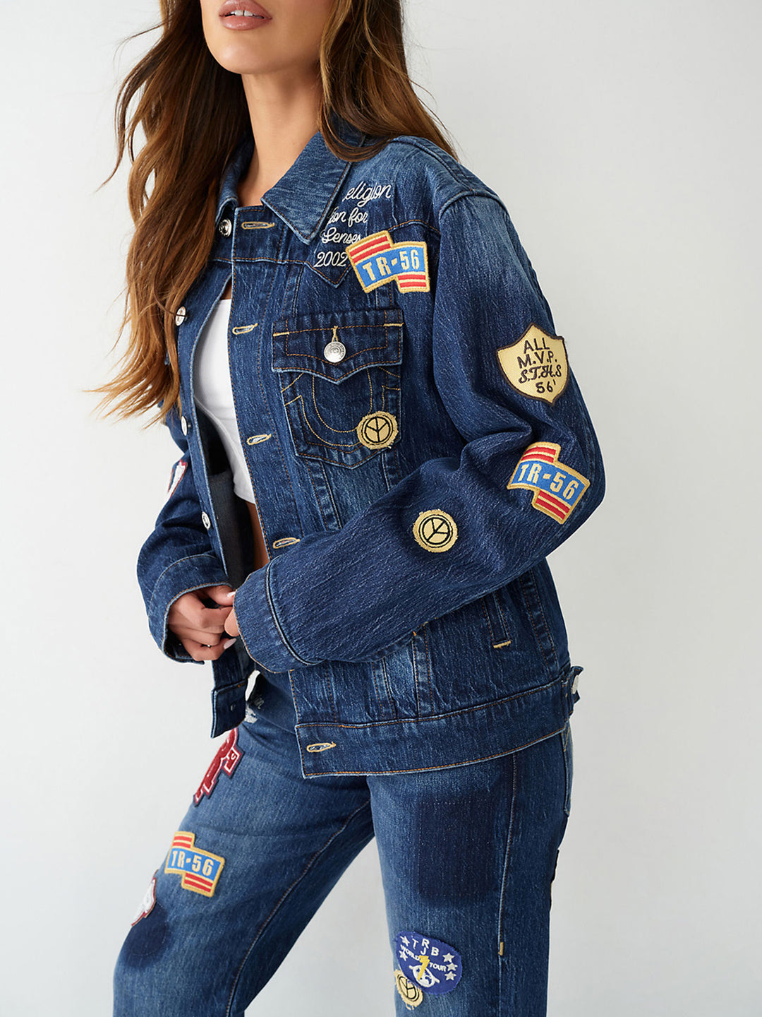 True Religion Women Printed Full Sleeves Collar Jacket