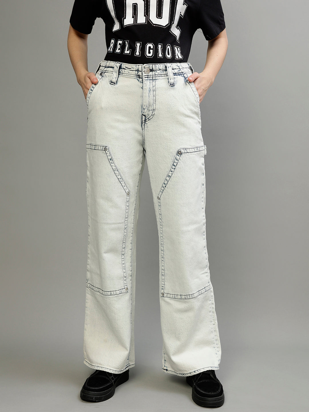Shop True Religion Women Solid Flared Jeans