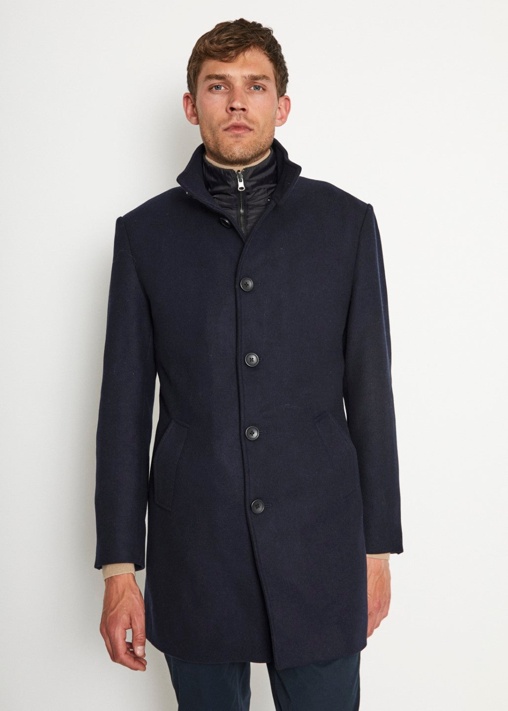 Mens overcoat with on sale stand up collar