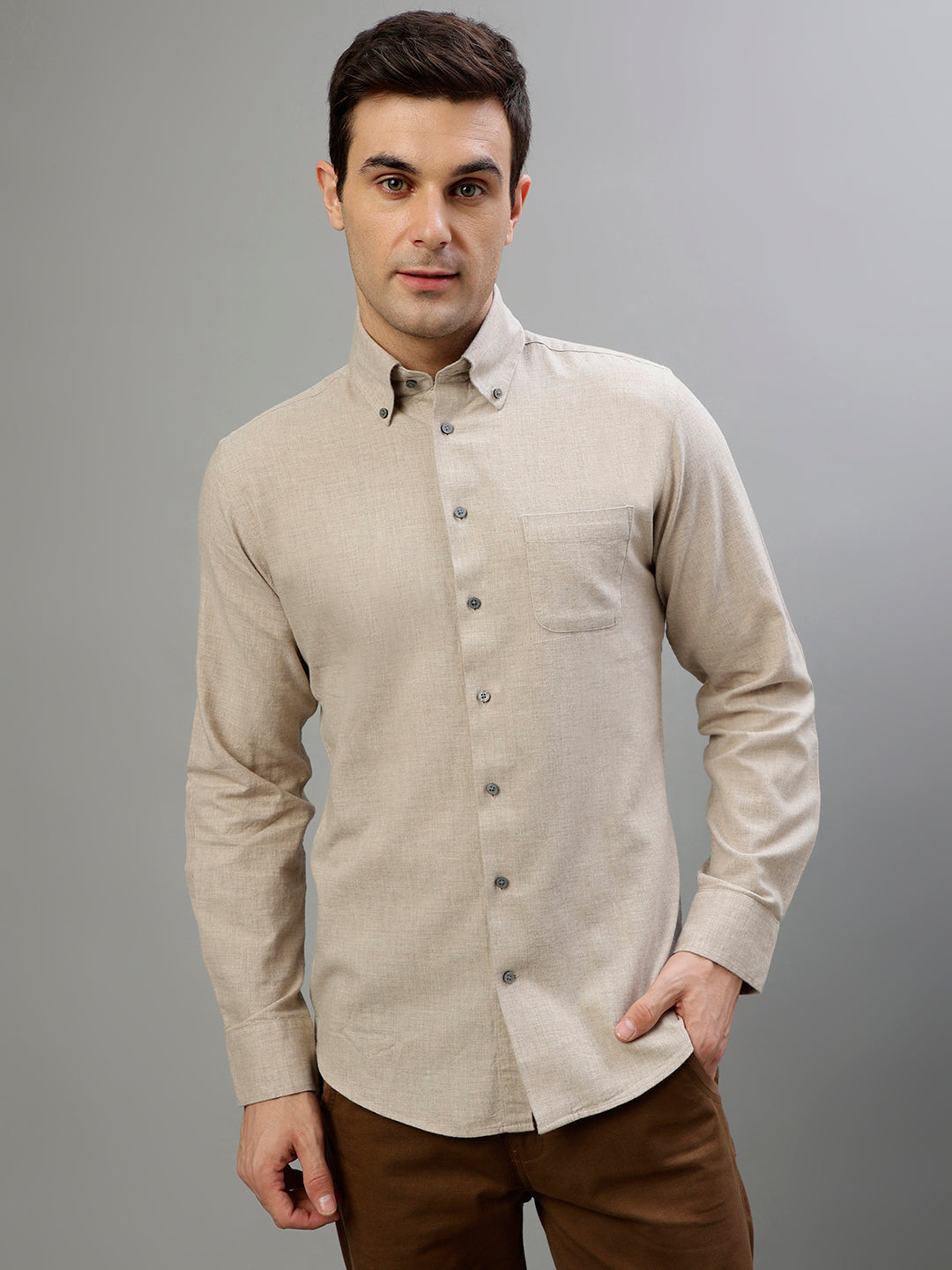 Bruun & Stengade Beige Fashion Slim Fit Shirt