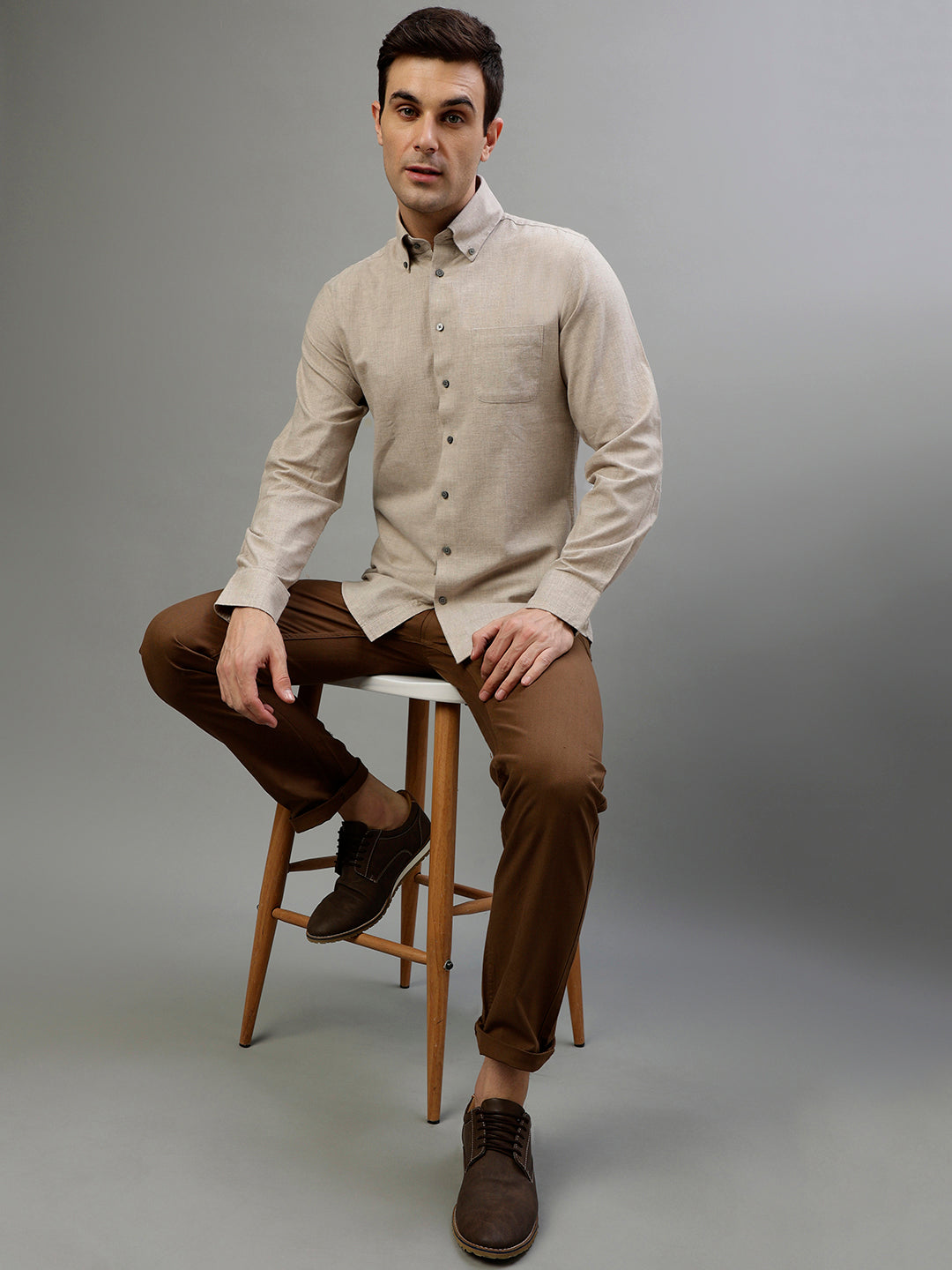 Bruun & Stengade Beige Fashion Slim Fit Shirt