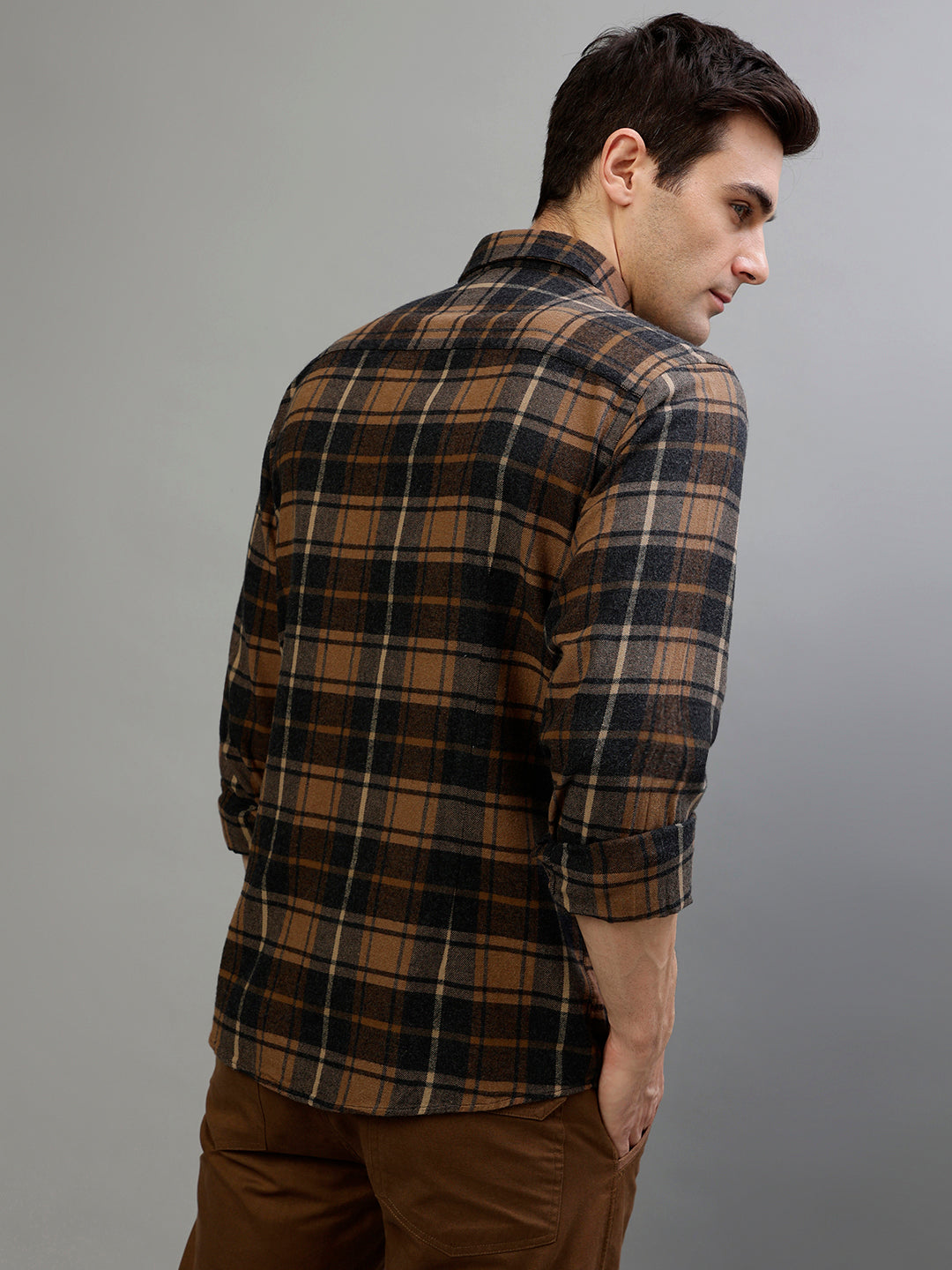 Bruun & Stengade Brown Fashion Checked Regular Fit Shirt