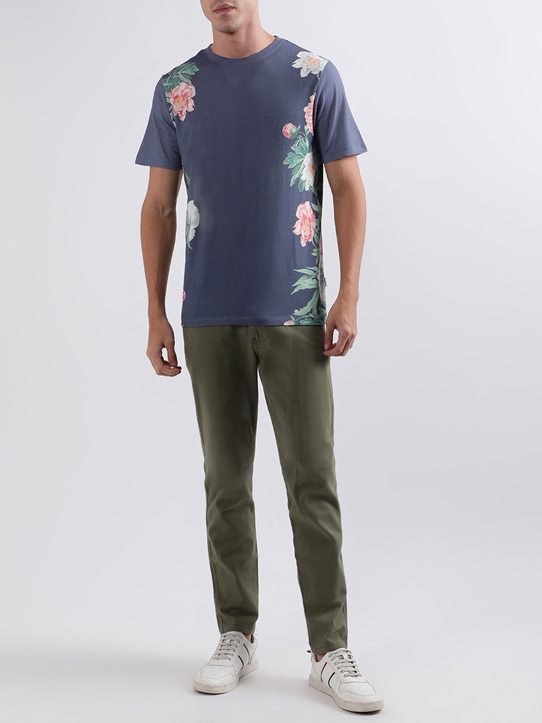 Lindbergh Navy Floral Print Regular Fit T-Shirt