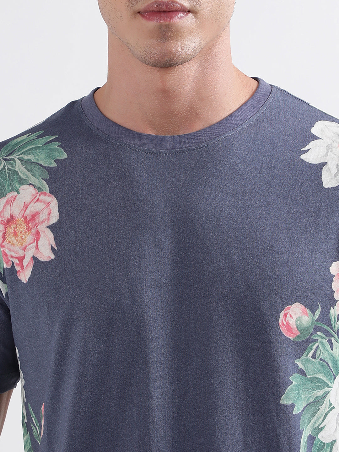 Lindbergh Navy Floral Print Regular Fit T-Shirt