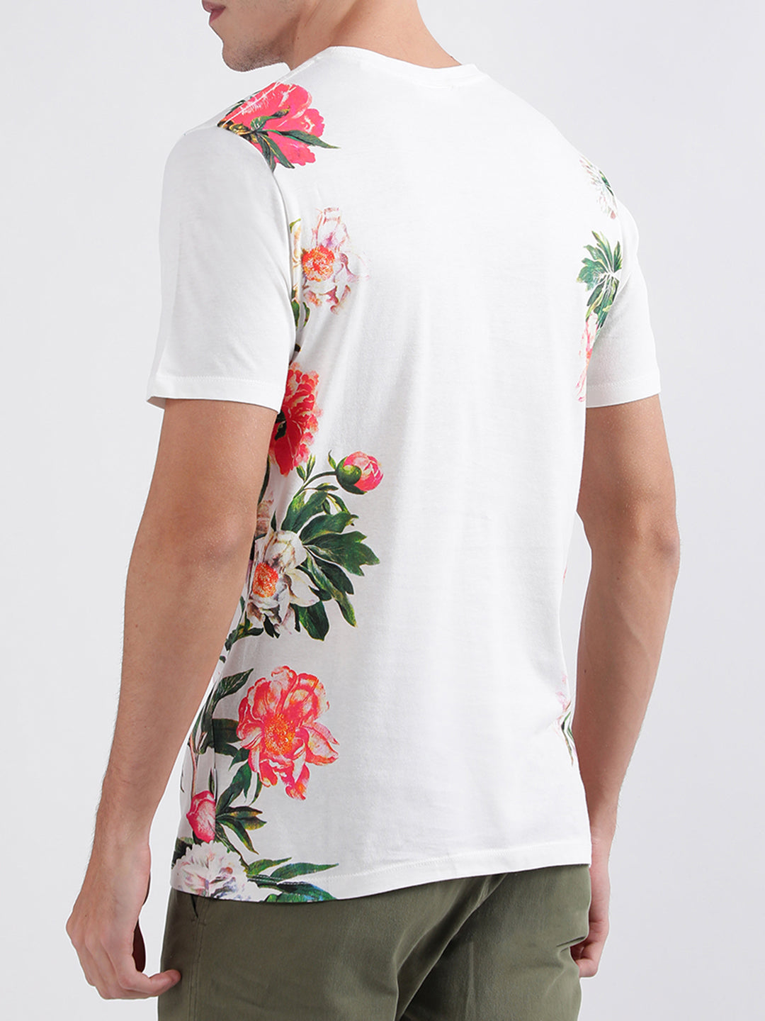 Lindbergh Off White Floral Print Regular Fit T-Shirt