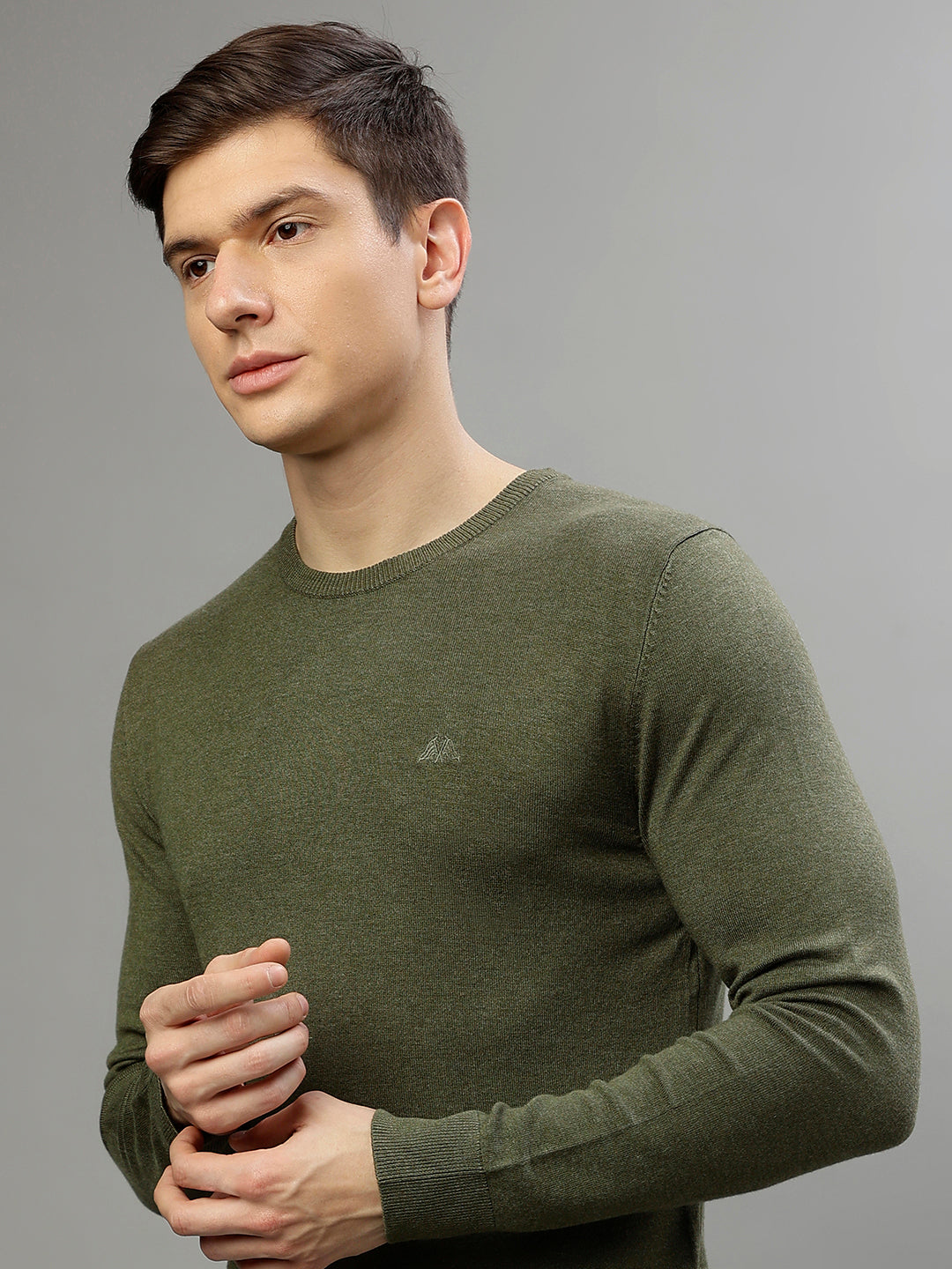 Lindbergh Men Solid Round Neck Full Sleeves Sweater