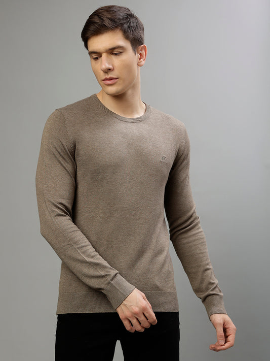 Lindbergh Men Solid Round Neck Full Sleeves Sweater