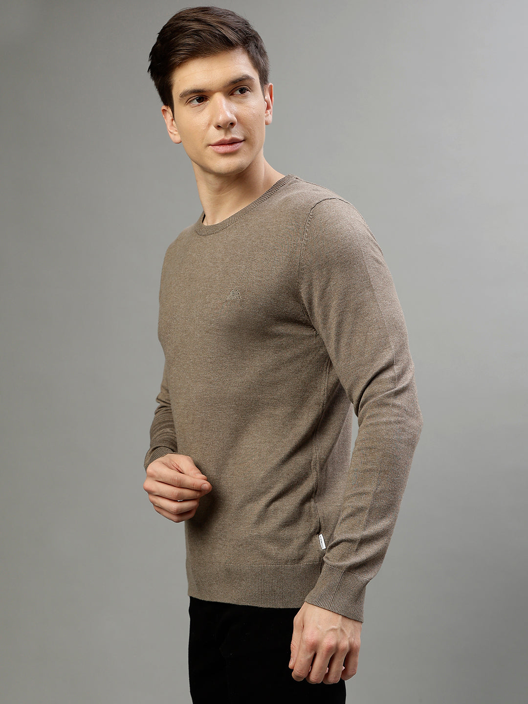 Lindbergh Men Solid Round Neck Full Sleeves Sweater