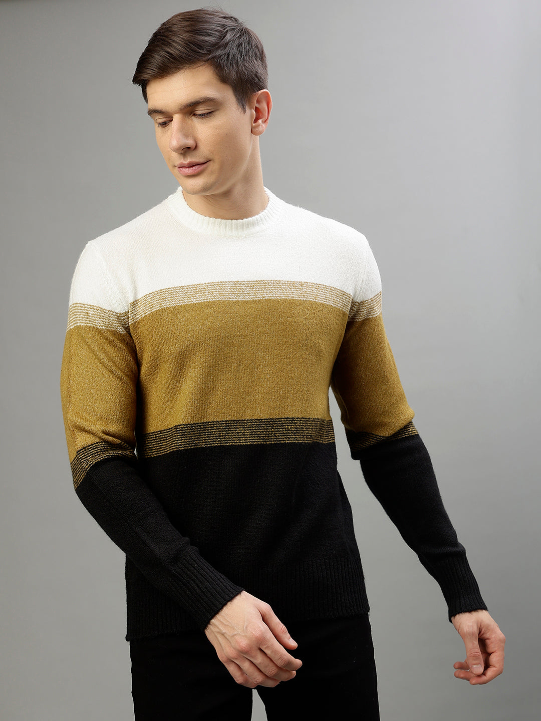 Lindbergh Men Colour blocked High Neck Full Sleeves Sweater