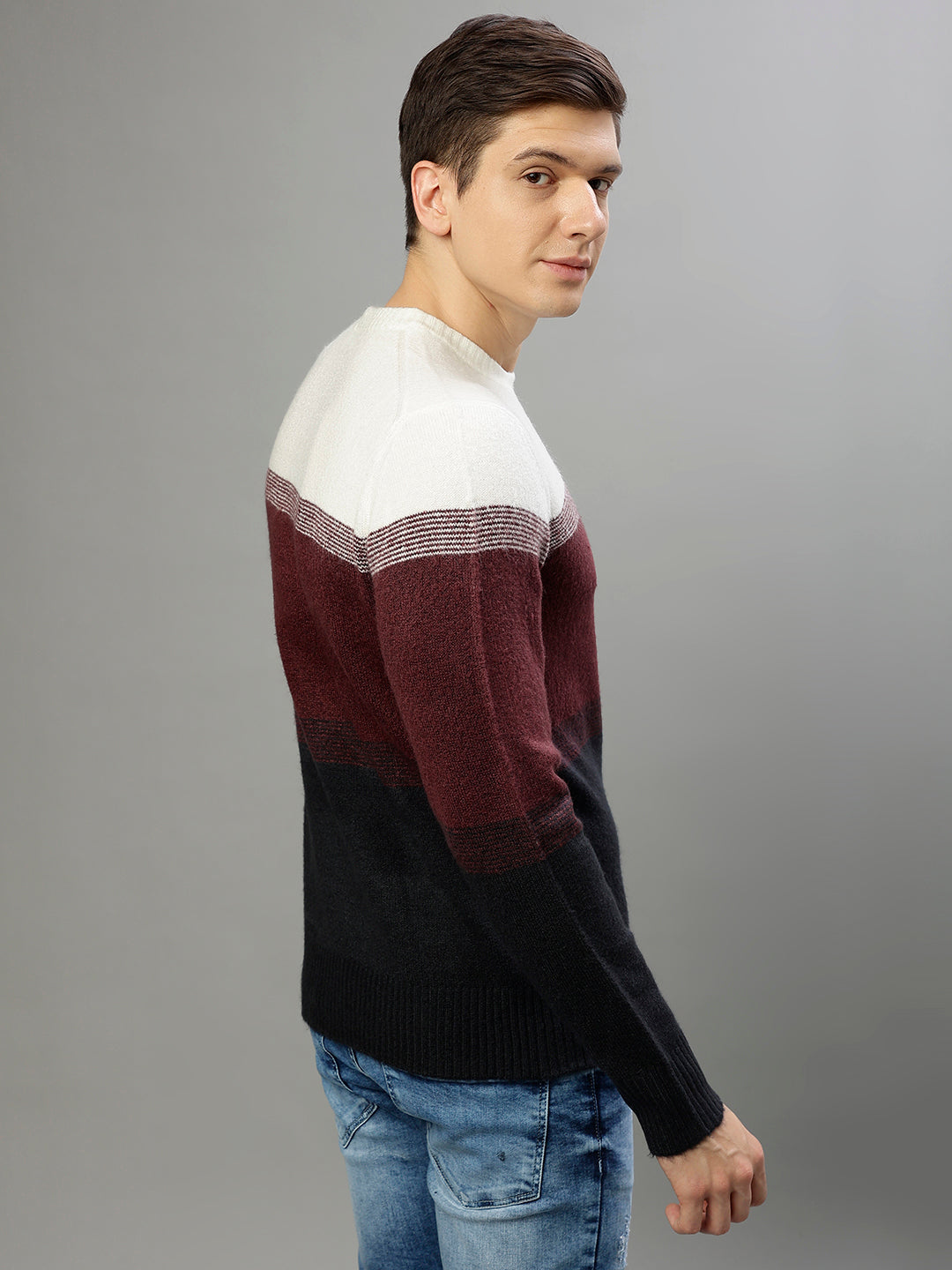 Lindbergh Men Colour blocked Round Neck Full Sleeves Sweater