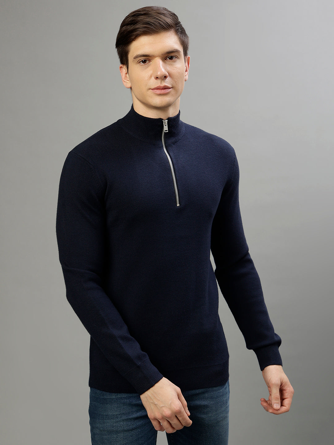 Lindbergh Men Solid High Neck Full Sleeves Sweater