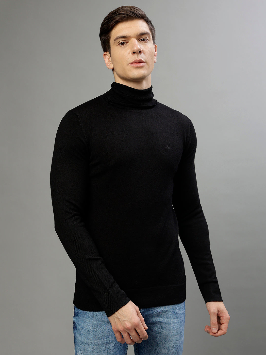 Lindbergh Men Solid Turtle Neck Full Sleeves Sweater