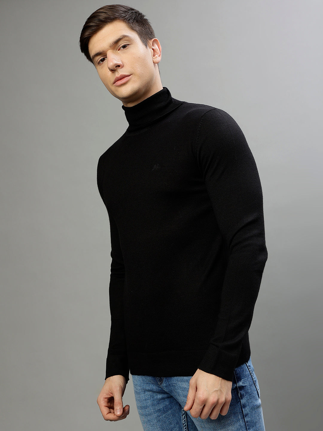 Lindbergh Men Solid Turtle Neck Full Sleeves Sweater