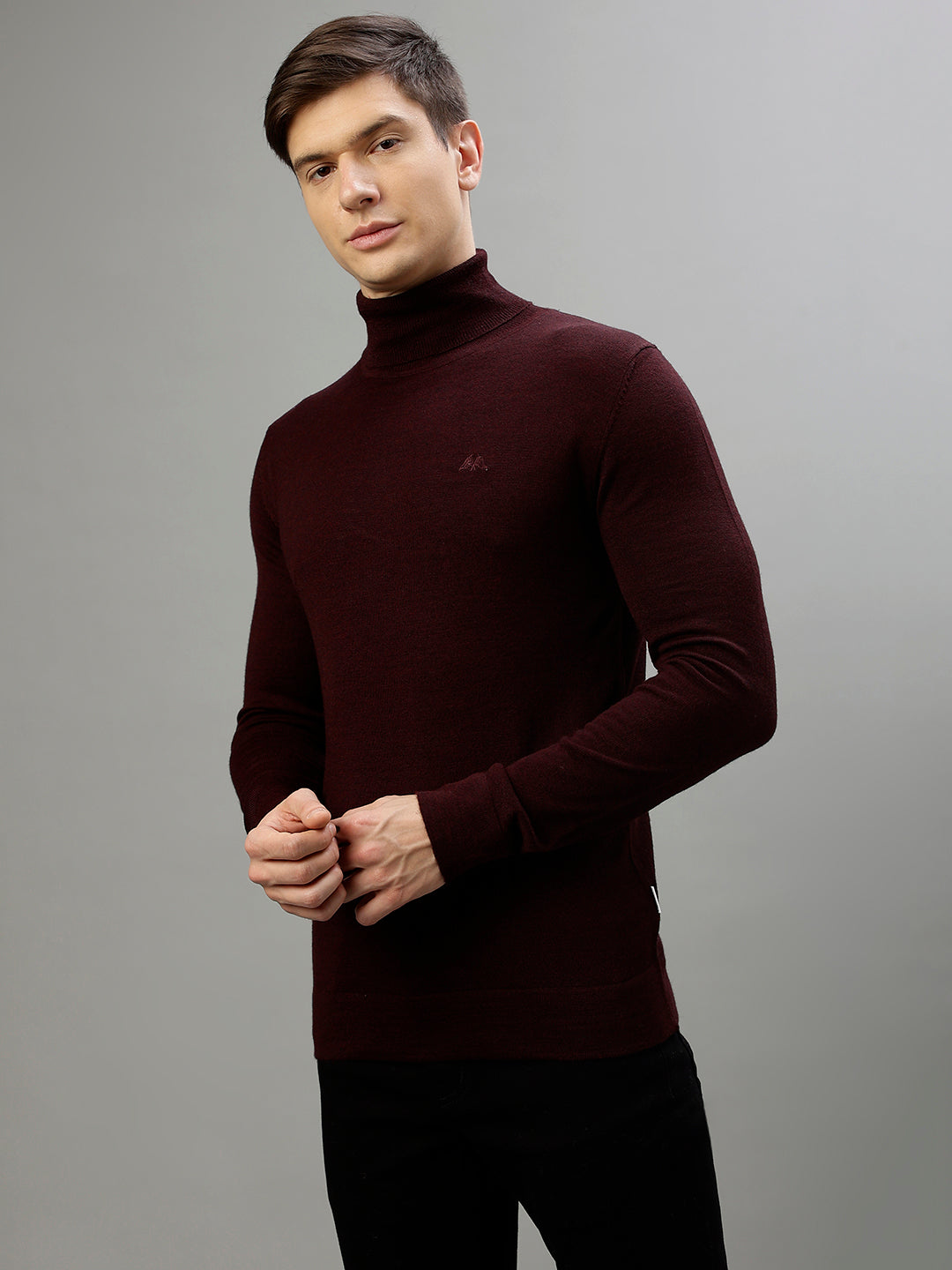 Lindbergh Men Solid Turtle Neck Full Sleeves Sweater