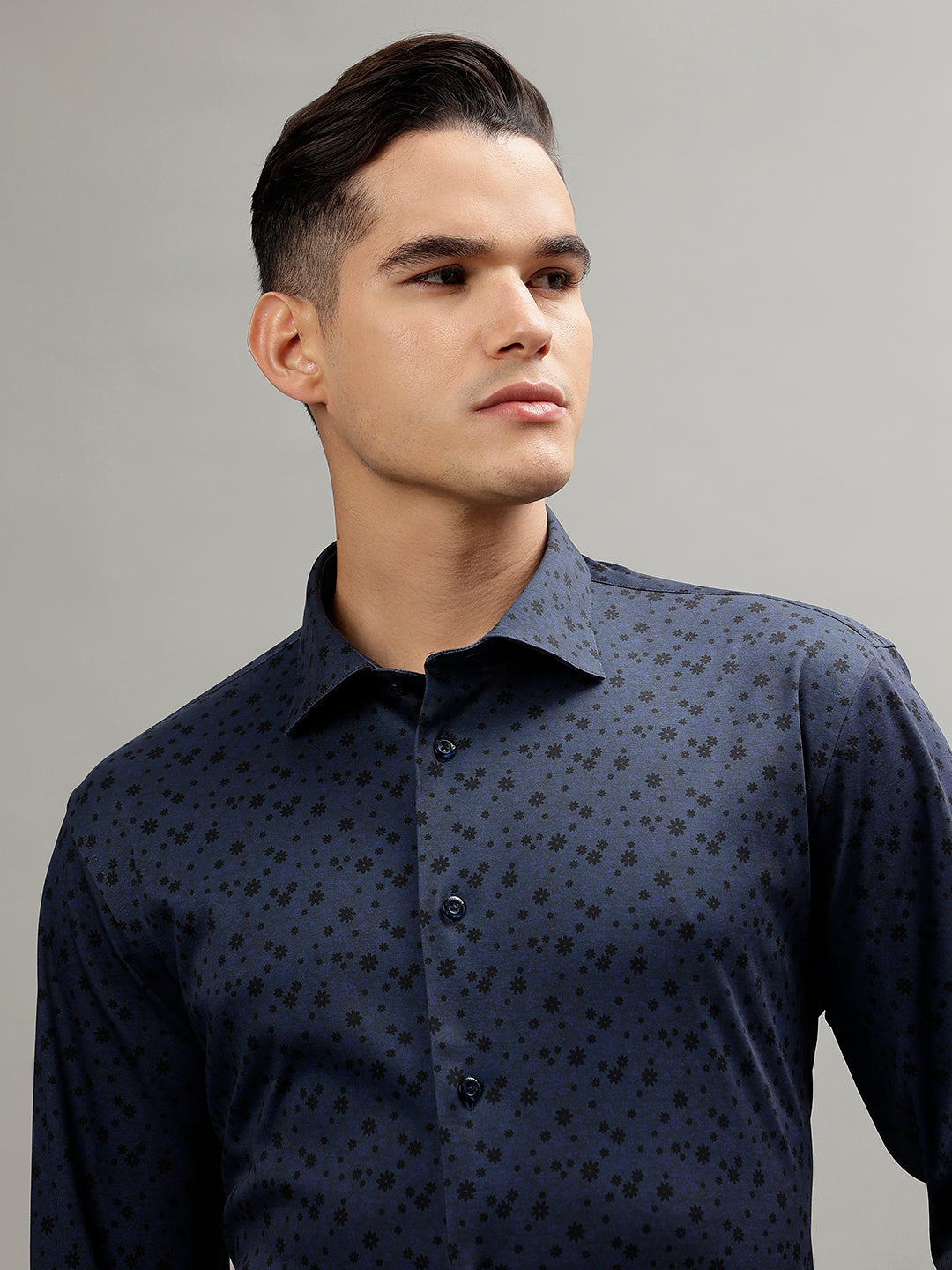 Matinique Navy Blue Fashion Printed Regular Fit Shirt