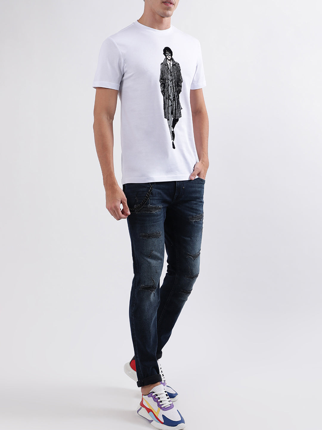 Antony Morato White Printed Slim Fit T-Shirt