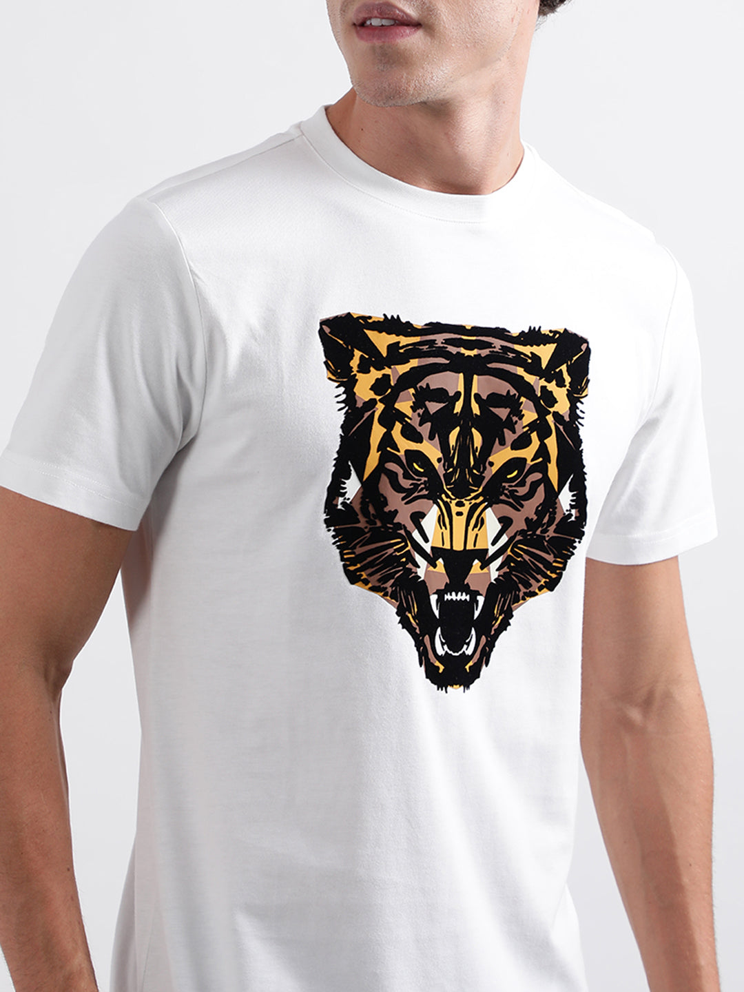 Antony Morato White Animal Print Regular Fit T-Shirt