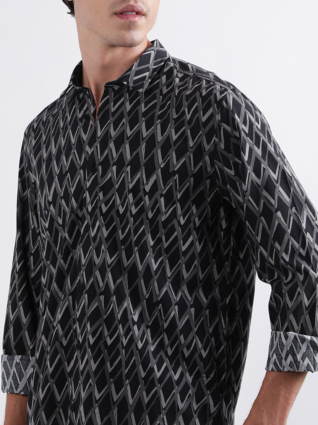 Antony Morato Black Printed Regular Fit Shirt