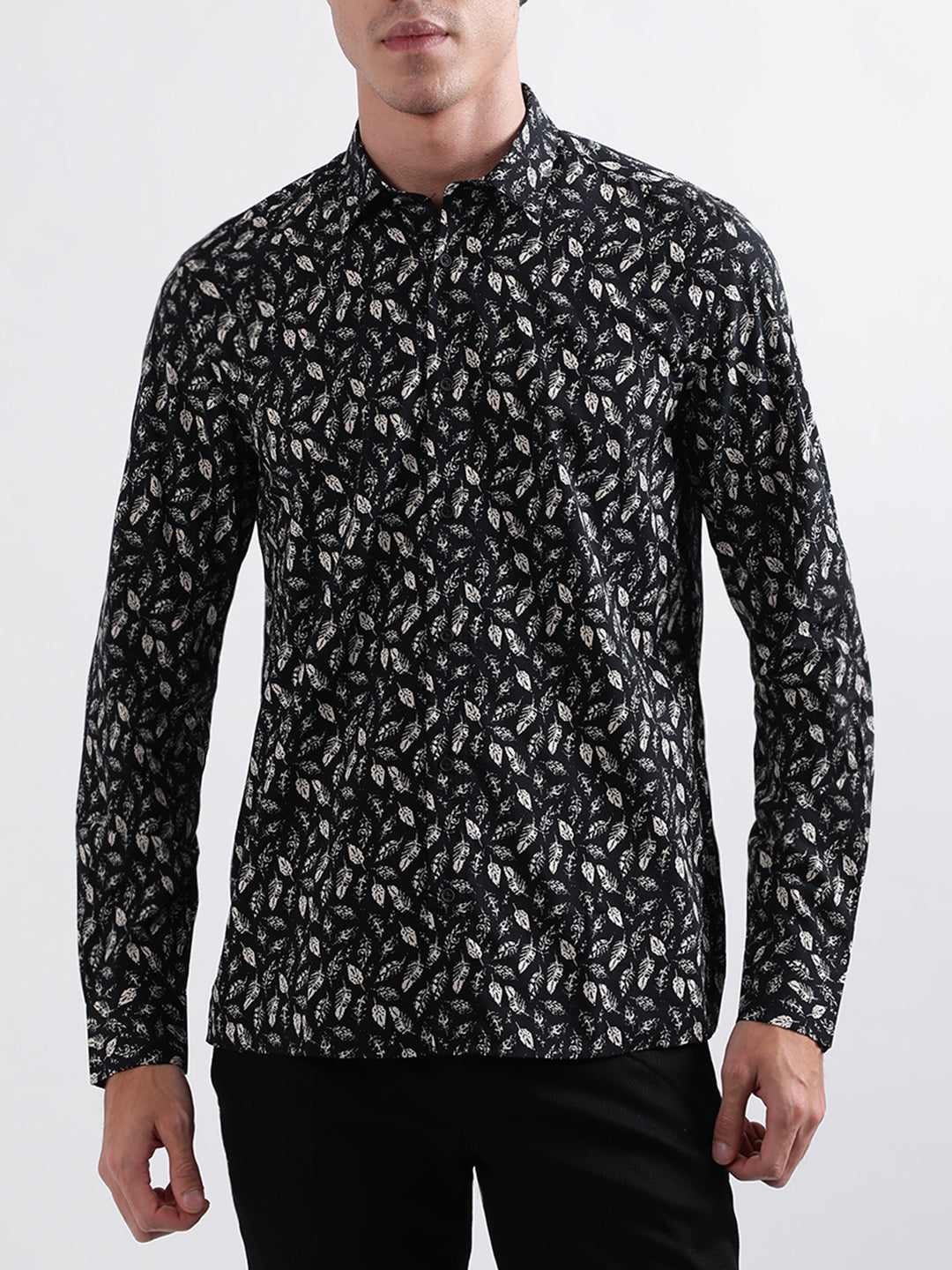 Antony Morato Black Printed Regular Fit Shirt