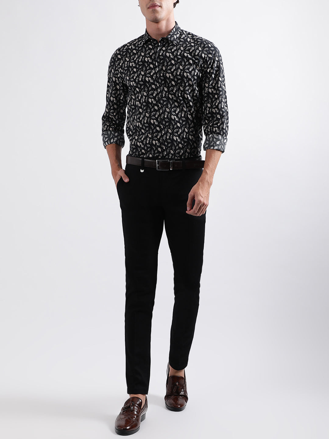 Antony Morato Black Printed Regular Fit Shirt