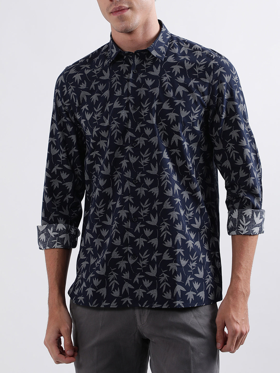 Antony Morato Blue Printed Regular Fit Shirt