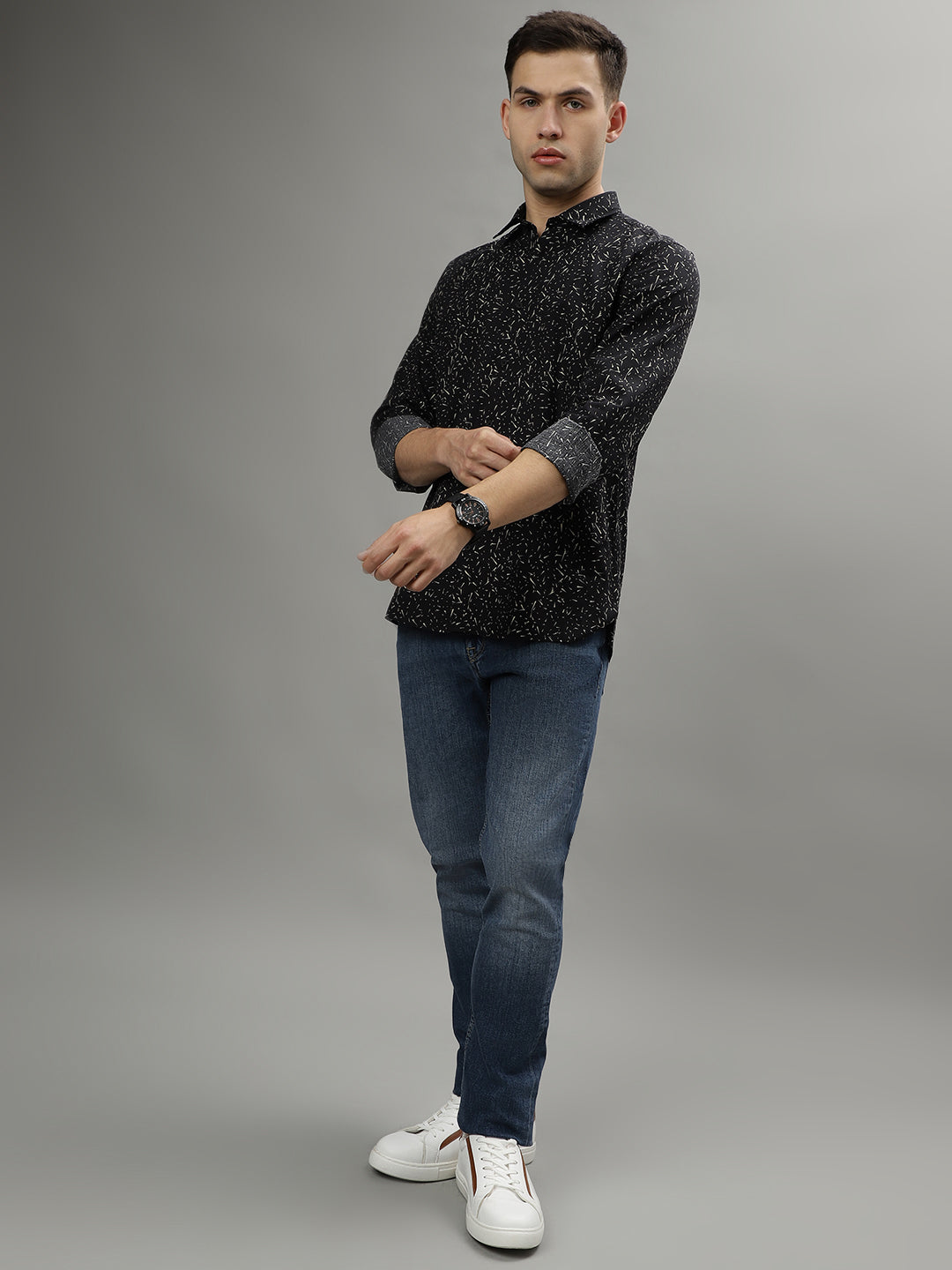 Antony Morato Black Fashion Printed Regular Fit Shirt