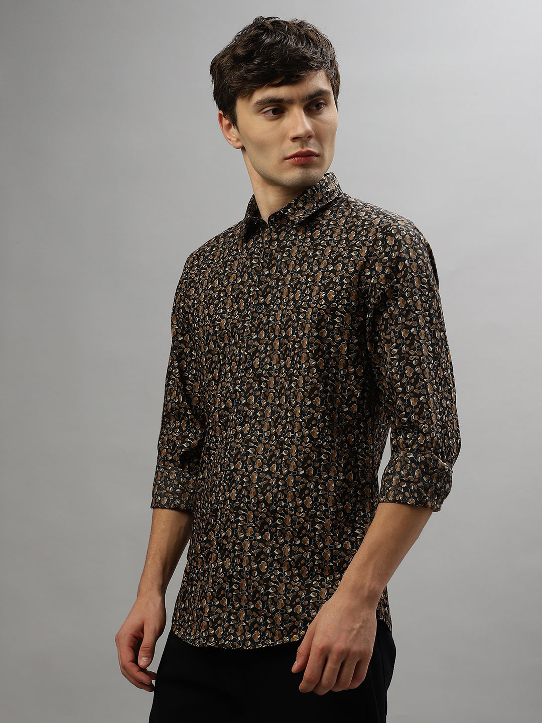 Antony Morato Brown Fashion Printed Slim Fit Shirt