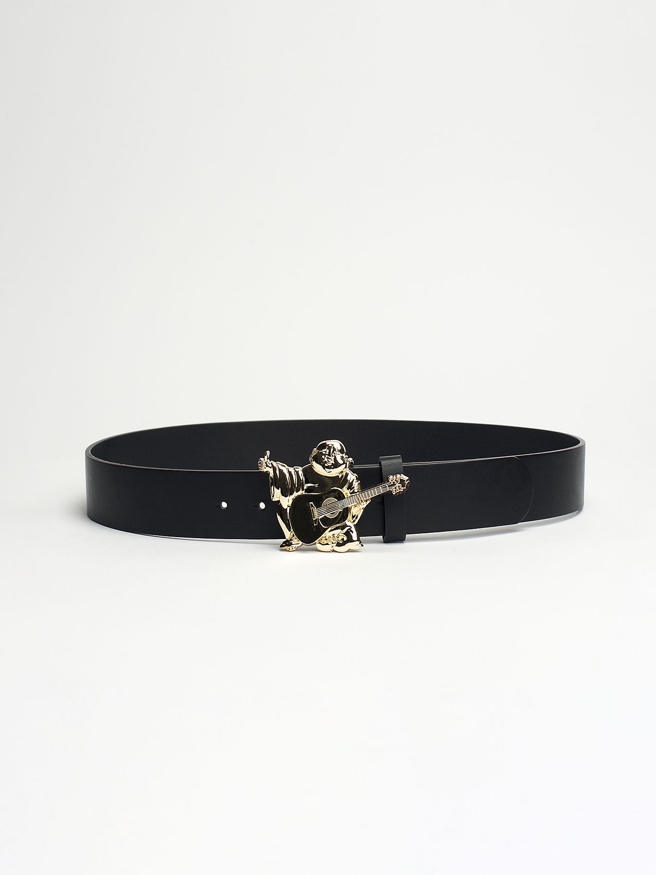 True Religion Men Black Solid Push Pin Buckle Belt