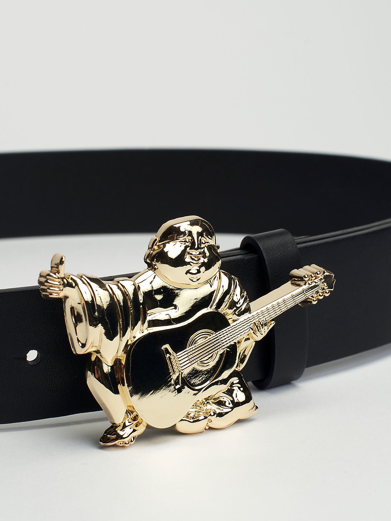 True Religion Men Black Solid Push Pin Buckle Belt