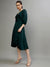 Dkny Women Solid V-Neck 3/4th Sleeves Dress