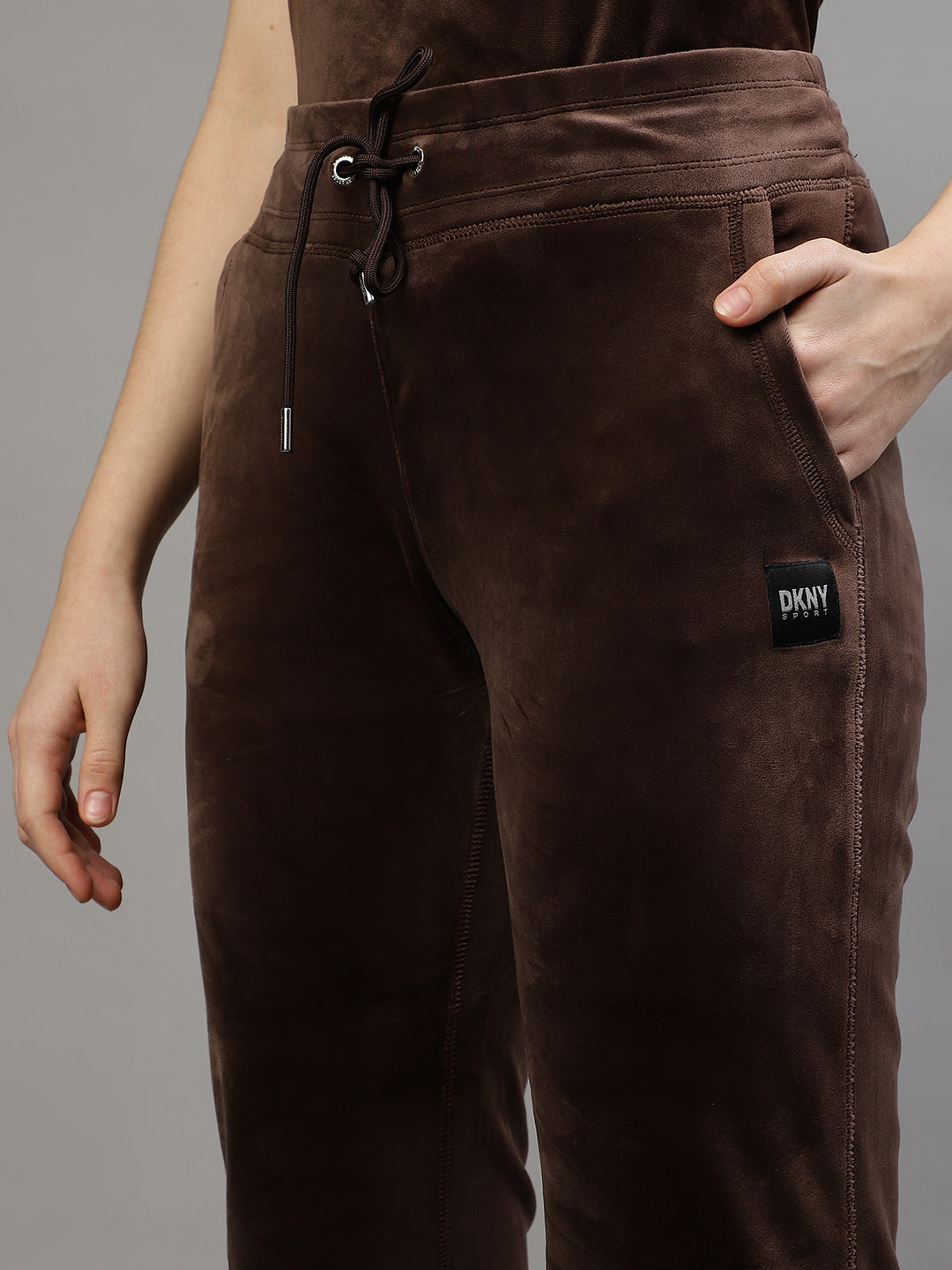 Dkny Women Brown Solid Loose Fit Sweatpants