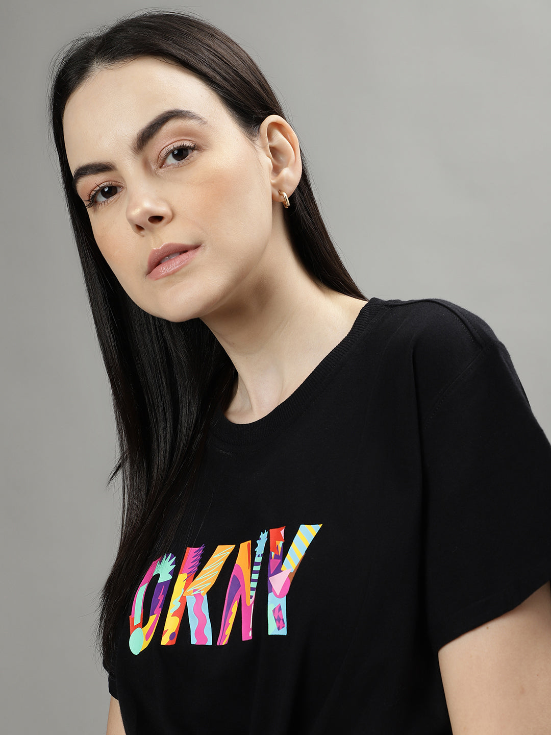 Dkny Black Fashion Logo Regular Fit Top