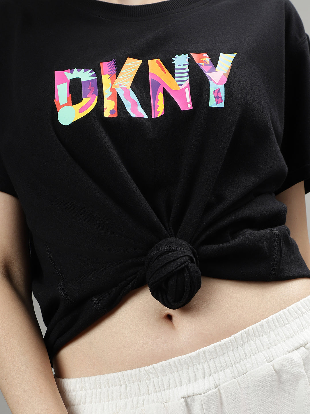 Dkny Black Fashion Logo Regular Fit Top