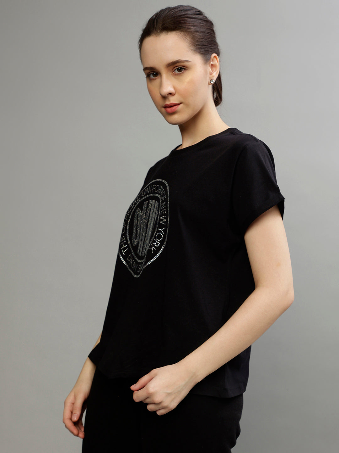 Dkny Black Fashion Printed Regular Fit T-Shirt