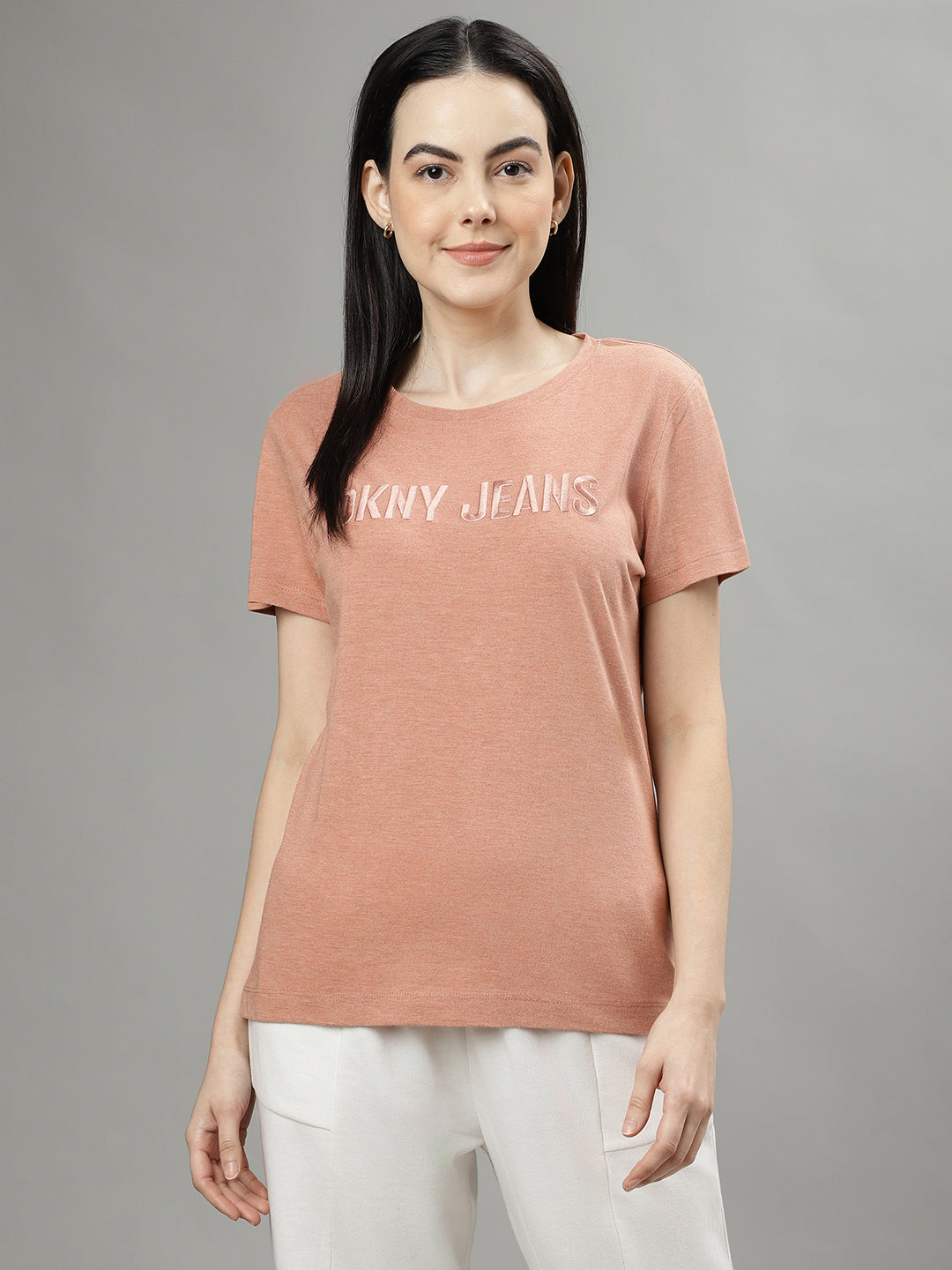 Dkny Dusty Pink Fashion Logo Regular Fit T-Shirt