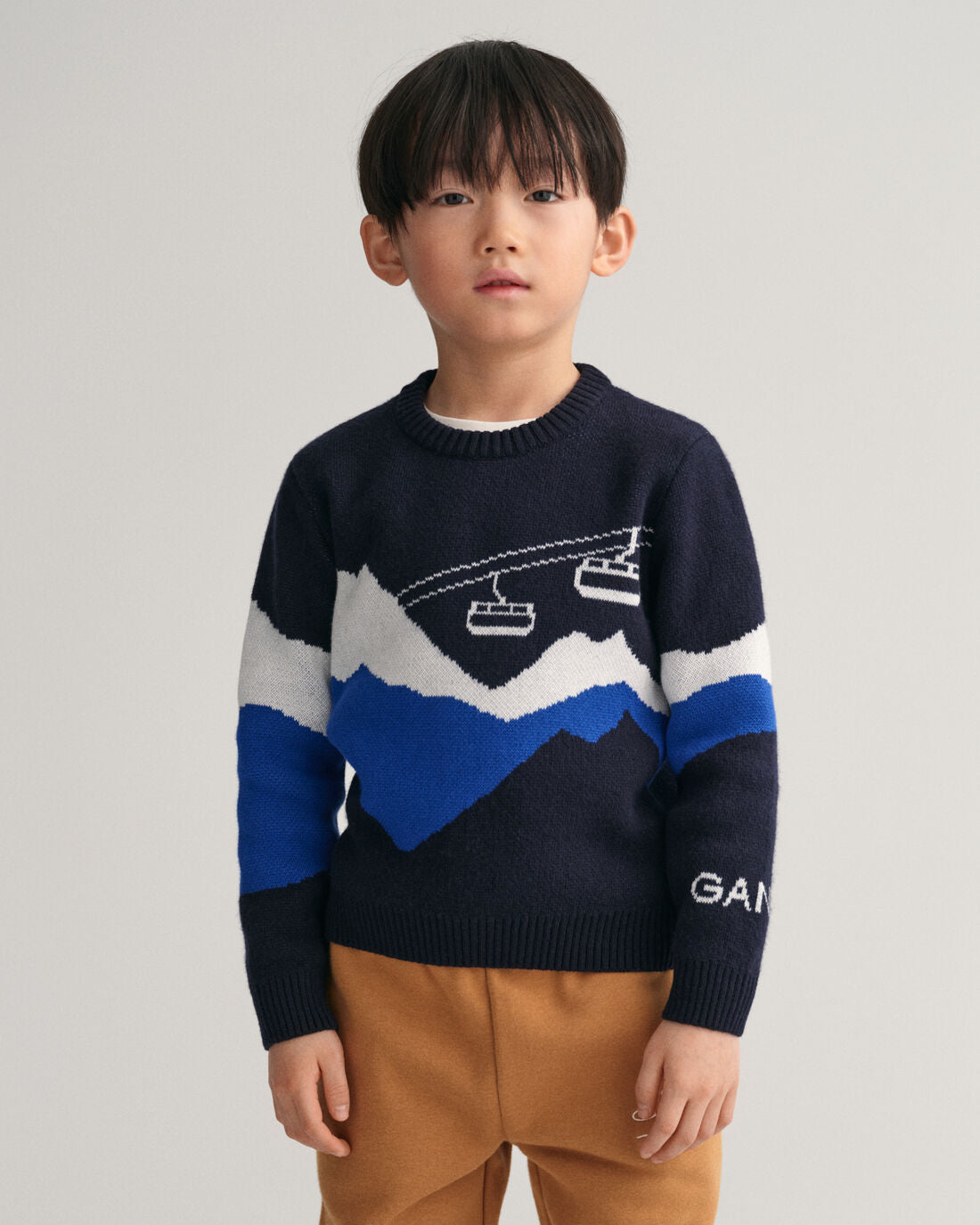 Gant Boys Self Design Round Neck Full Sleeves Sweater