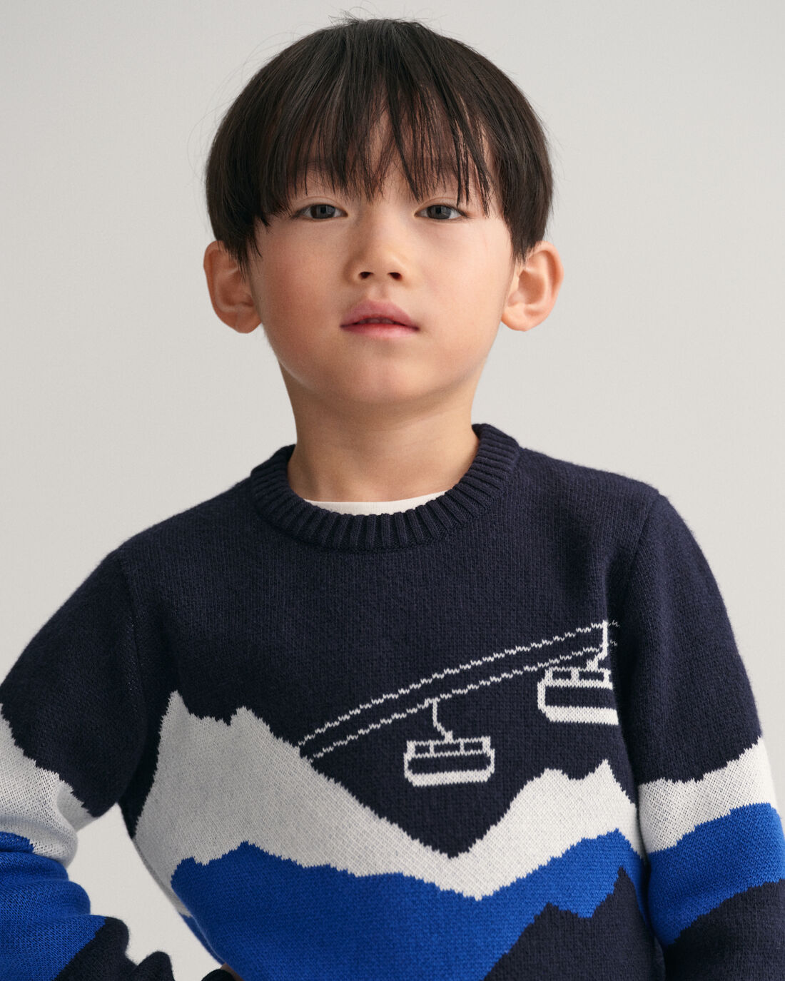 Gant Boys Self Design Round Neck Full Sleeves Sweater