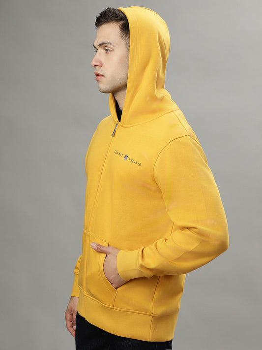 Gant Men Yellow Solid Hooded Long Sleeves Sweatshirt