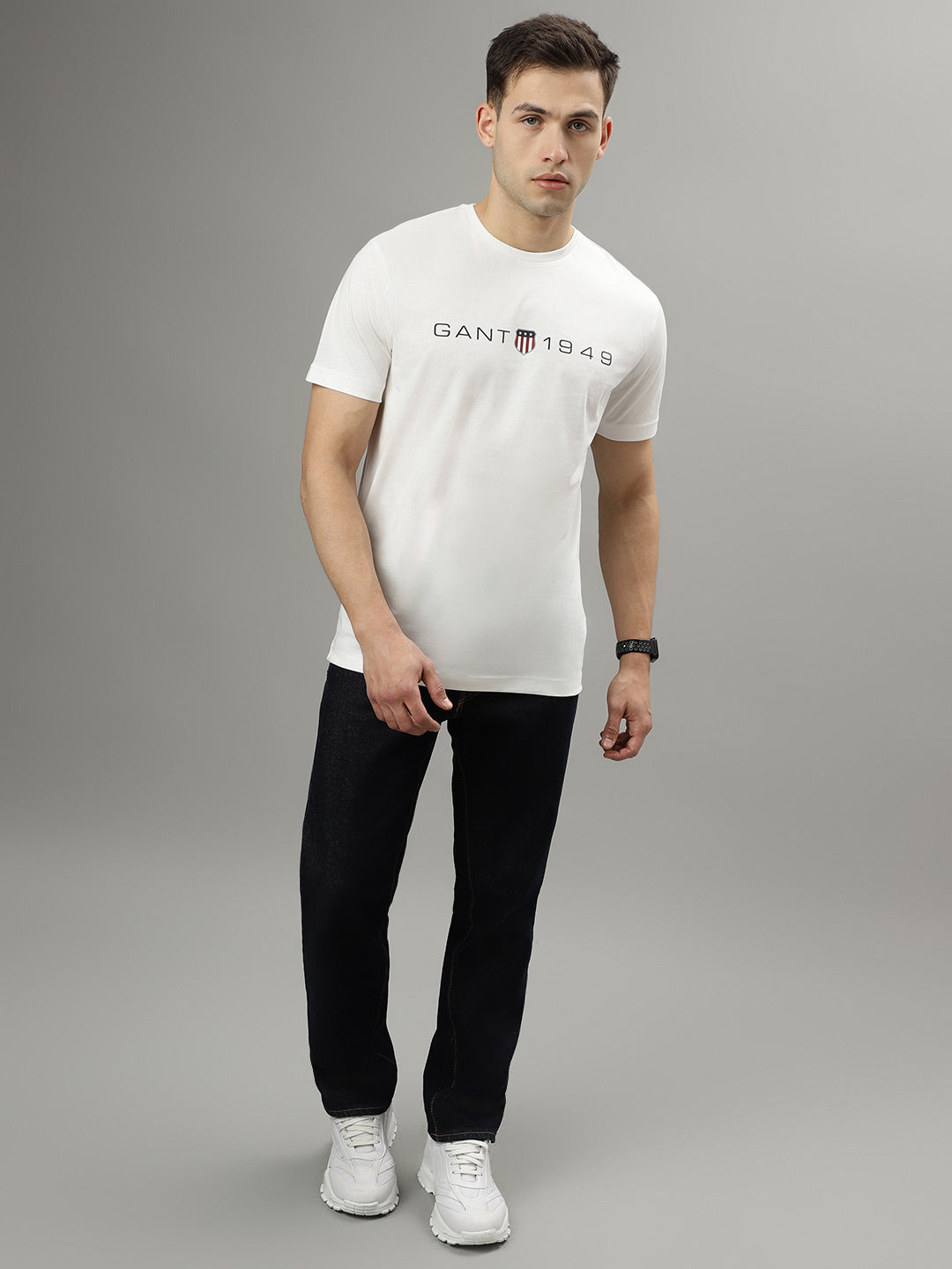 Gant Off White Fashion Logo Regular Fit T-Shirt