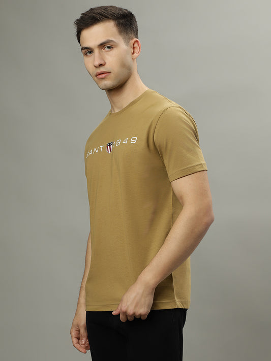 Gant Beige Fashion Logo Regular Fit T-Shirt