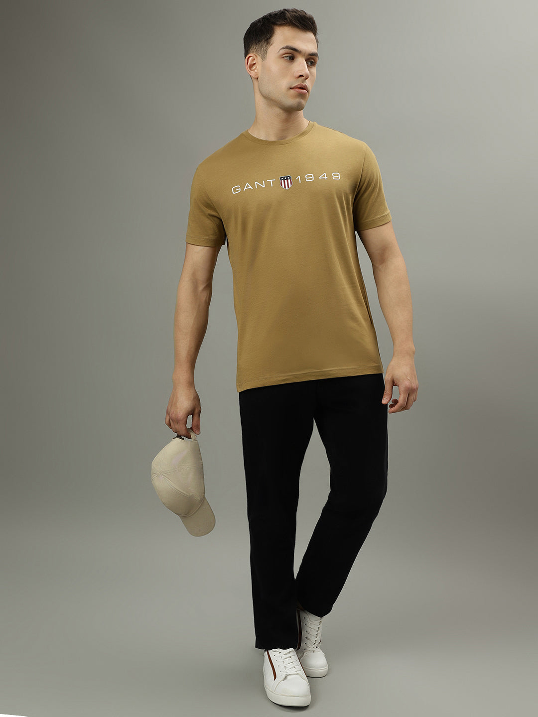 Gant Beige Fashion Logo Regular Fit T-Shirt