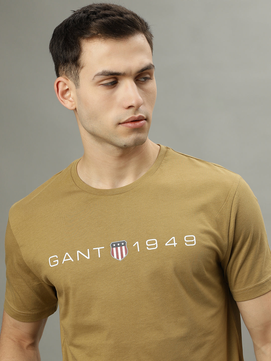 Gant Beige Fashion Logo Regular Fit T-Shirt